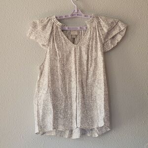 A New Day Women's Flutter Short Sleeve Blouse - XS - Gray Leopard New With Tags